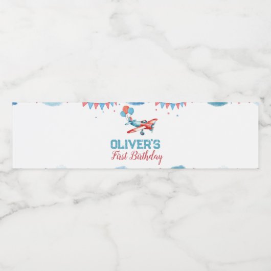 Etiket voor waterfles voor eerste verjaardag (Enkel label)