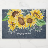 ETIKET voor waterflesjes - zonnebloem (Enkel label)