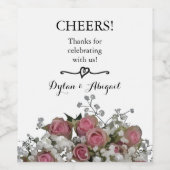 Etiket voor weddenschap Wijn met roze Rose Bouquet (Enkel label)