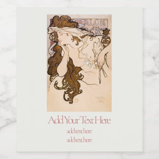 ETIKET VOOR WIJN : ALPHONS MARIA MUCHA : SALON DES (Enkel label)