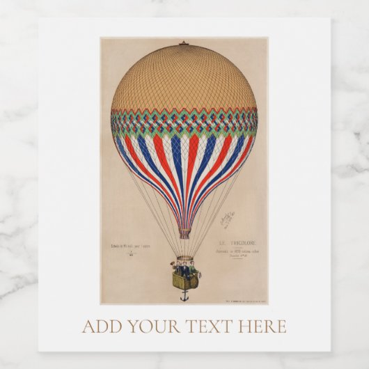 ETIKET VOOR WIJN :  FRANS HOT AIR BALLOON (Enkel label)