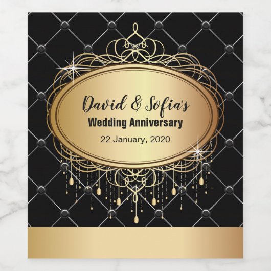 ETIKET VOOR WIJN - goud, zwart, elegant, bruiloft (Enkel label)