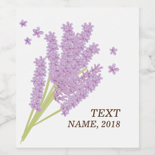 ETIKET VOOR WIJN - lavendel, paars, bloem, bloemko (Enkel label)