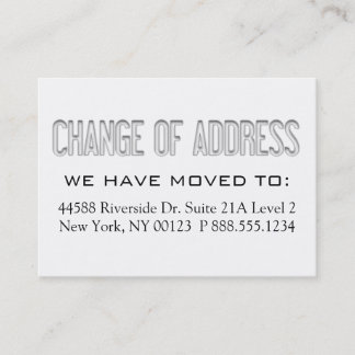 Etiket voor "wijziging van adres" visitekaartje