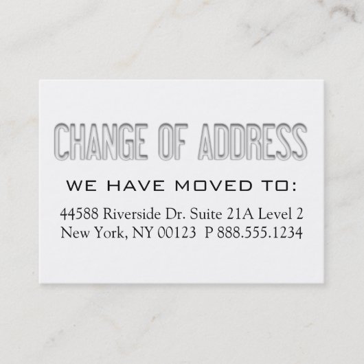 Etiket voor "wijziging van adres" visitekaartje (Voorkant)