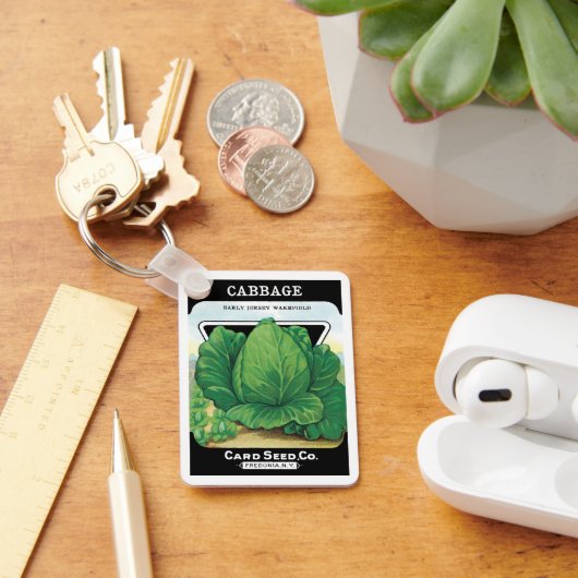  Etiket voor zaaizaad Kunst, groen kool Sleutelhanger (Bureau)