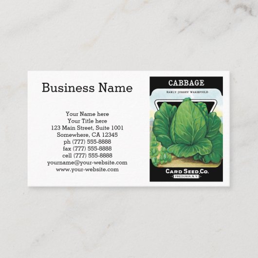  Etiket voor zaaizaad Kunst, groen kool Visitekaartje (Voorkant)