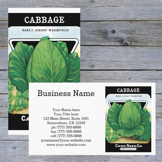  Etiket voor zaaizaad Kunst, groen kool Visitekaartje