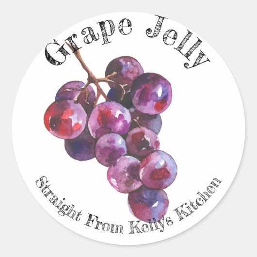 Etiket voor zelfgemaakte grape jelly in pot (Voorkant)