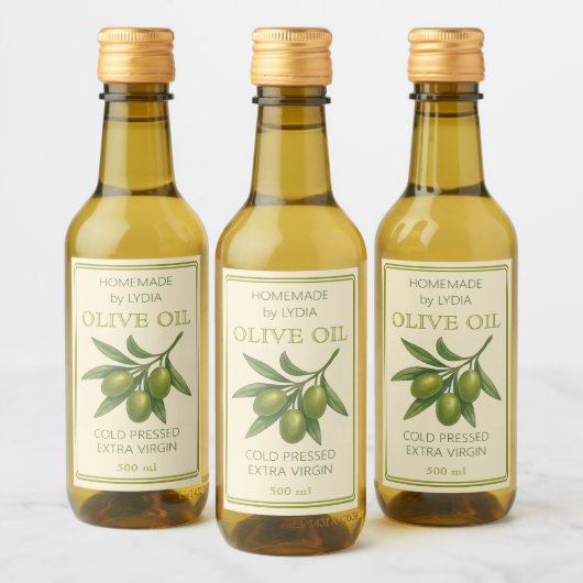 Etiket voor zelfgemaakte olijfolie op maat (Flessen)