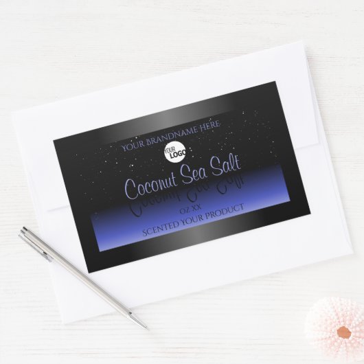 Etiket voor zwart en blauw gradiënt Glitter Logo (Envelop)