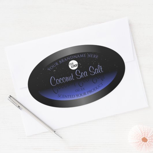 Etiket voor zwart en blauw gradiënt Glitter Logo (Envelop)