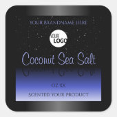 Etiket voor zwart en blauw gradiënt Glitter Logo (Voorkant)