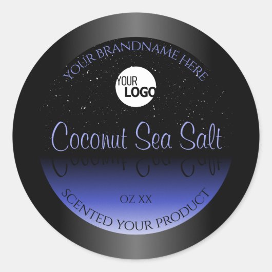 Etiket voor zwart en blauw gradiënt Glitter Logo (Voorkant)