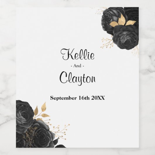 Etiket voor zwarte en goudflinterwijn (Enkel label)