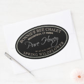 Etiket voor zwarte en goudovale honing met witte r (Envelop)