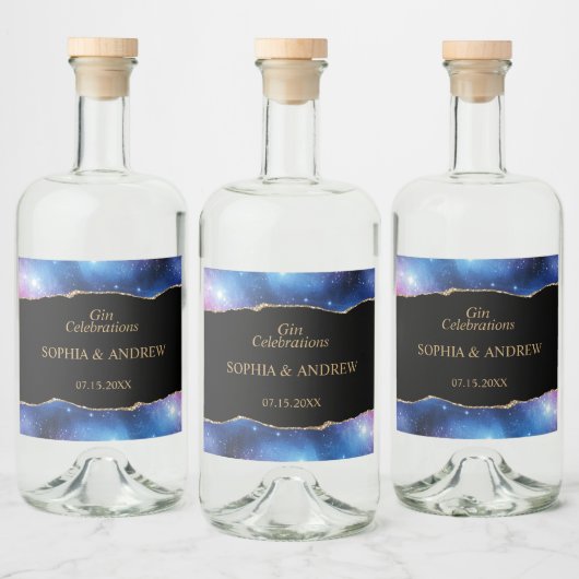 Etiket voor zwarte en Star Blue Gold Weddenschap L (Flessen)