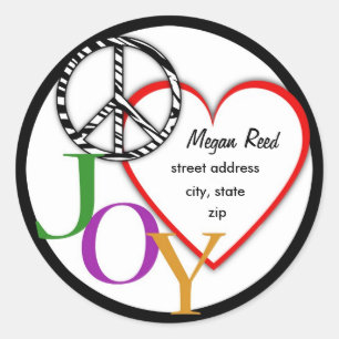 Etiket Vrede, Liefde en Joy-adres