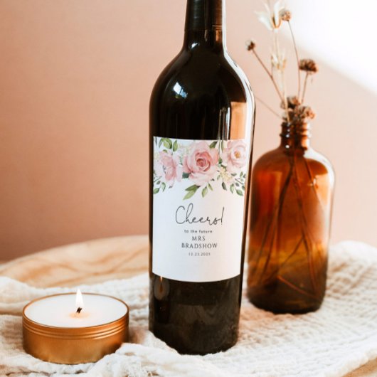 Etiket vrijgezellenfeest met blush florale suspens