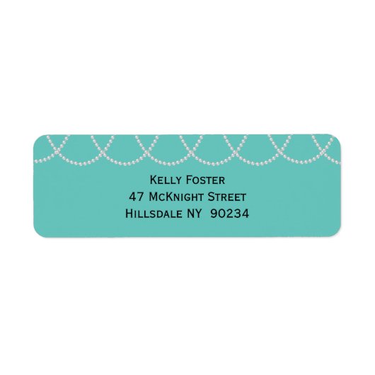 Etiket Vrijgezellenfeest Turquoise en Pearls (Voorkant)