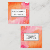 Etiket / Water Kleur Expressief Vierkante Visitekaartje (Voorkant / Achterkant)