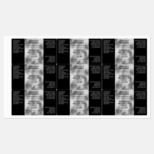 etiket waterdichte zeep - zwart & zilver labels (Vel)