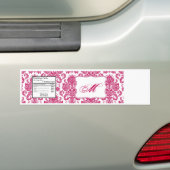 Etiket waterfles Fusia White Damask Lace Print Bumpersticker (Op auto)
