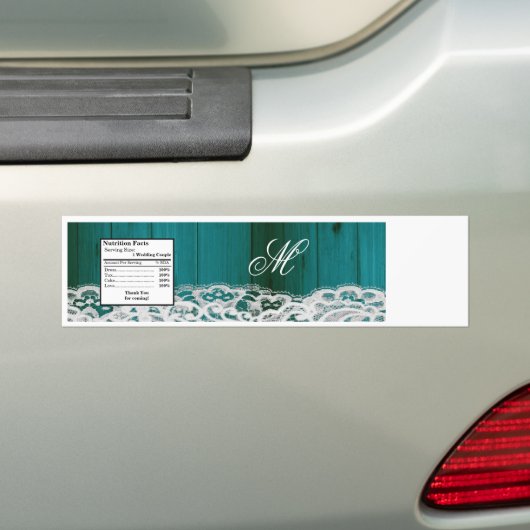 Etiket waterfles gedistingeerd Blauwgroen houten k Bumpersticker (Op auto)