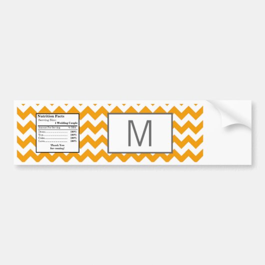 Etiket waterfles Geel Grijs Grijs Chevron Naam Bumpersticker (Voorkant)