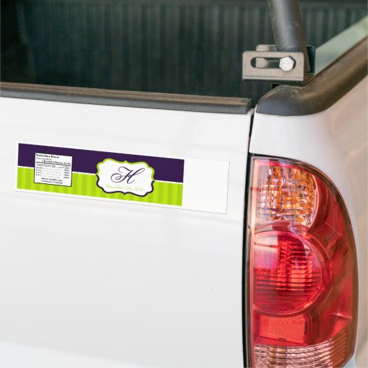 Etiket waterfles Lime Green & Paarse Stripe Bumpersticker (Op Truck)