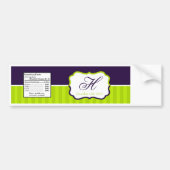 Etiket waterfles Lime Green & Paarse Stripe Bumpersticker (Voorkant)