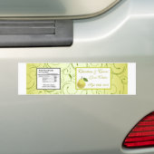 Etiket waterfles Lime Green Pear Swirls Bumpersticker (Op auto)