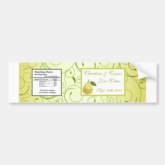 Etiket waterfles Lime Green Pear Swirls Bumpersticker (Voorkant)