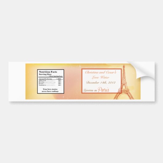 Etiket waterfles Paris Peach Bumpersticker (Voorkant)