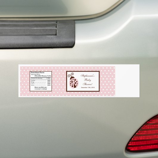 Etiket waterfles roze lieveheersbeestje bumpersticker (Op auto)