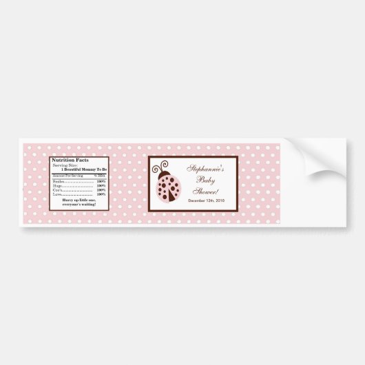 Etiket waterfles roze lieveheersbeestje bumpersticker (Voorkant)