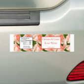 Etiket waterfles Roze/perzik Roos met bladeren Flo Bumpersticker (Op auto)