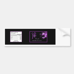 Etiket waterfles Sweet 16 Paarse Lila Black Bumpersticker
