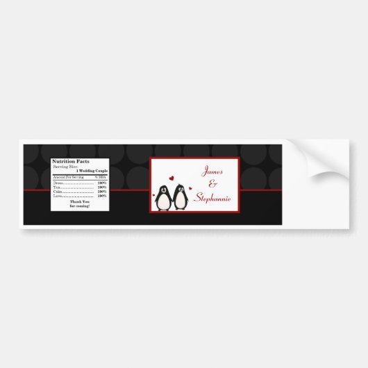 Etiket waterflesje Penguin Love Couple Mate for Li Bumpersticker (Voorkant)