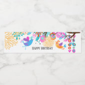 ETIKET waterflesje - schattige vogel, boom (Enkel label)