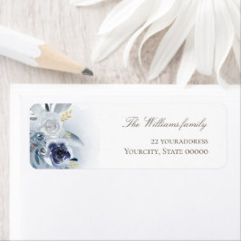 Etiket waterverf blauwe rozen