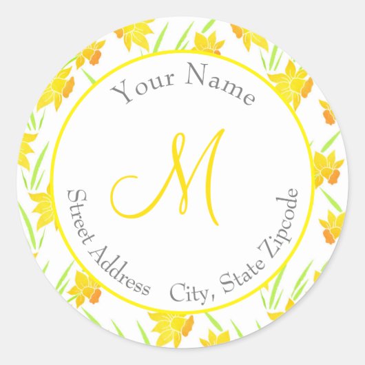 Etiket "Waterverf Daffodil Pattern" (Voorkant)