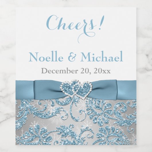 Etiket wijnfles | Winter Wonderland IJsblauw (Enkel label)