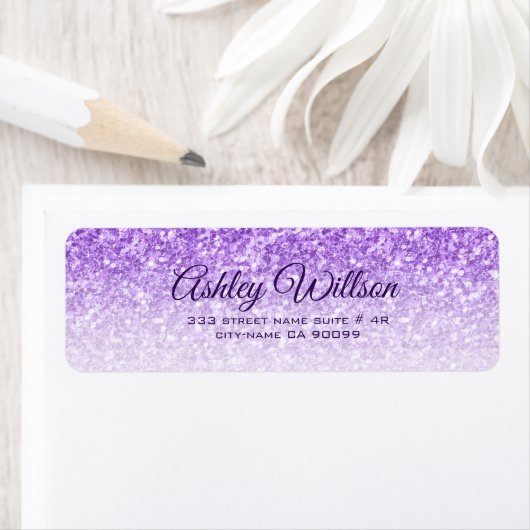 Etiket wit en Paars glitter (Insitu)