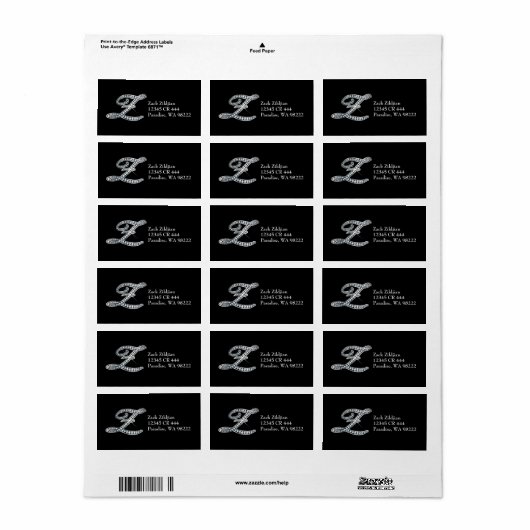 Etiket Z Script "Diamond Bling" (Full Sheet)