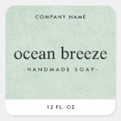 Etiket zacht groen vierkant product met structuur (Voorkant)