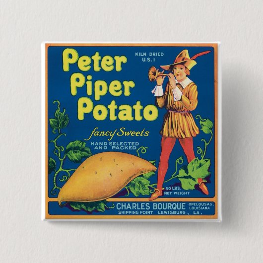 Etiket zoete aardappelen vierkante button 5,1 cm (Voorkant)