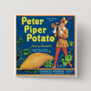 Etiket zoete aardappelen vierkante button 5,1 cm