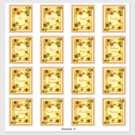 Etiket zonnebloem sticker