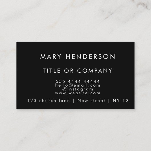 Etiket zwart-goudmarmer visitekaartje (Achterkant)